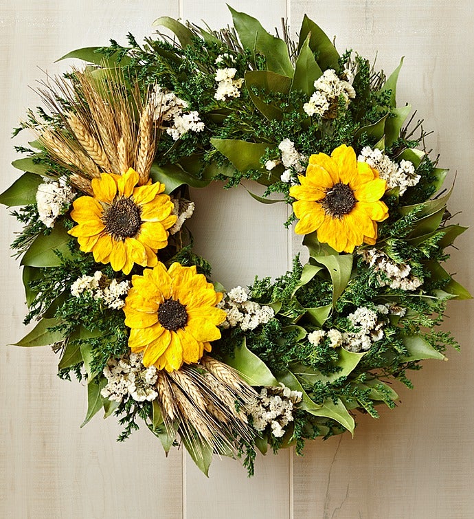Preserved Sunflower Wreath – 16"